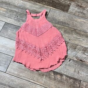Rebellion Coral Lace Accent Tank Top